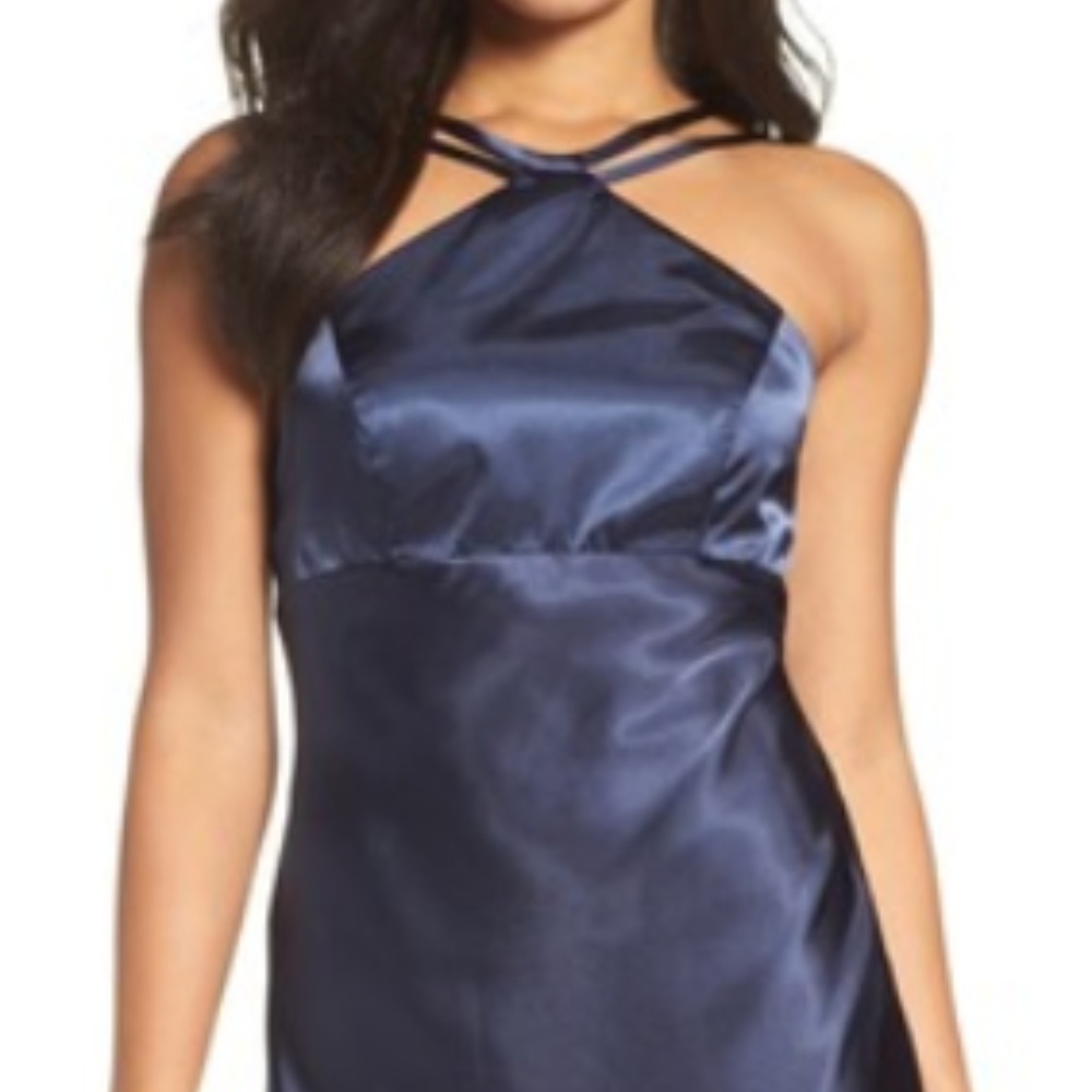 XSCAPE - Charmeuse Slipdress Navy Blue